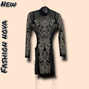 New NWT Fashion Nova Sexy Dynasty Studded Mini Dress - Size Small
